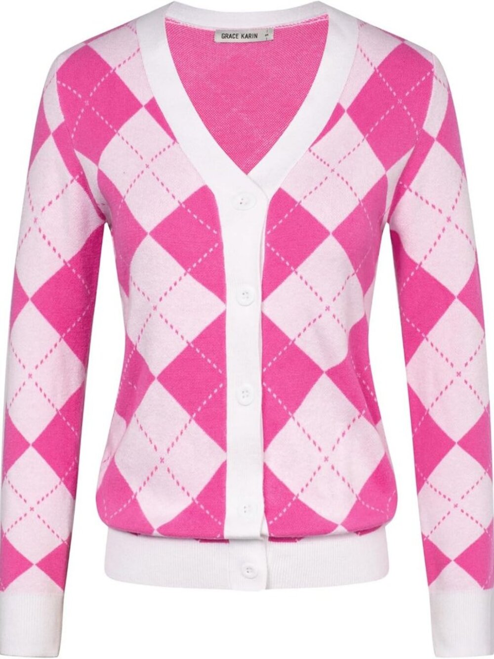 Cozy Fall Argyle Cardigan Sweater for Women | Preppy Style Knitwear